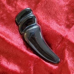 Vintage Trifari Black Lucite Horn Brooch Pin 3" Signed Abstract Modernist Rare